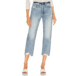 Pistola Charlie High Rise Straight Leg Frayed Hem Jeans in Blue Skies size 26